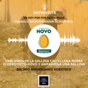 Entrevista a Juanlu Carranza en Cadena SER por el 10º aniversario de Huerteco. Presenta el proyecto HOVO y la campaña AMPAdrina una gallina para conservar la Gallina Castellana Negra en Burgos.