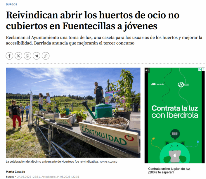 Huertos de ocio de Fuente Bermeja - 10 aniversario Huerteco en el Correo de Burgos