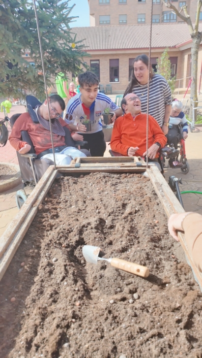 Detalle de herramientas adaptadas utilizadas en la horticultura terapéutica.