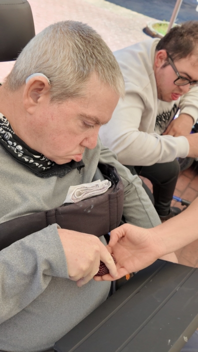 Participantes compartiendo un momento de calma y bienestar en el espacio natural.