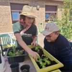 Personas de APACE Burgos participando en una sesión de horticultura terapéutica guiada por Huerteco.